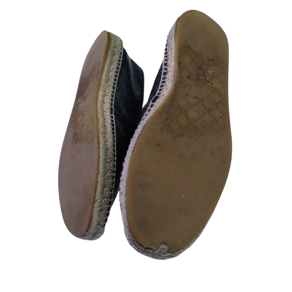 Gucci Microguccissima Black‎ Embossed Leather Slip-On Espadrilles Women's 8